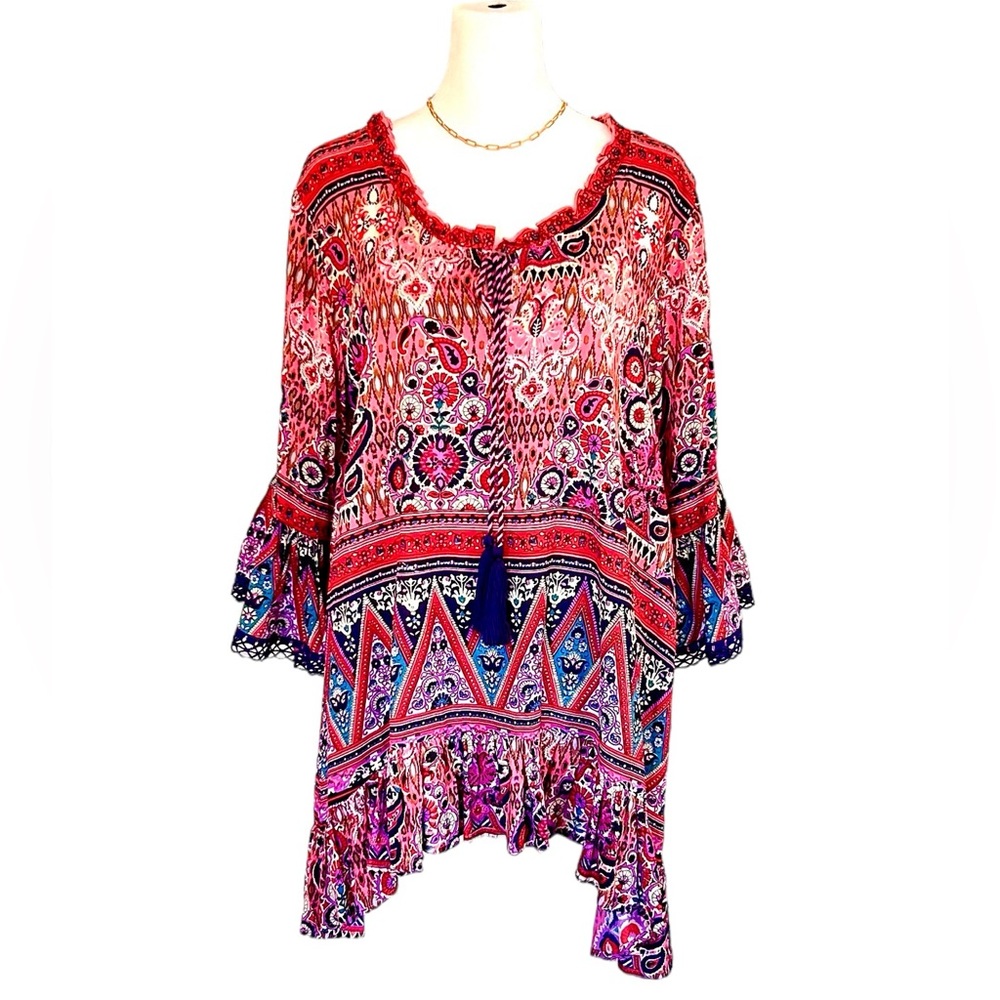 COPY - Breathtaking Bohemian tunic by Naudic of Australia. Sz Med